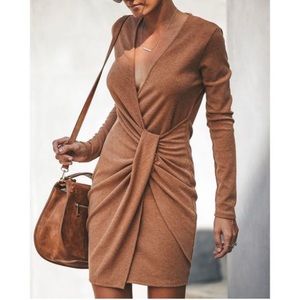Vici Brown Long Sleeve Dress